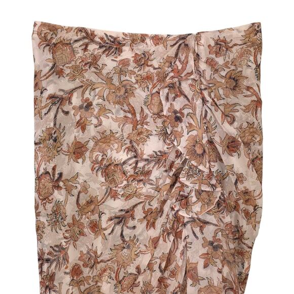 Veronica Beard Silk Midi Skirt Hazel Metallic Floral Asymmetrical Ruffle - Picture 4 of 11